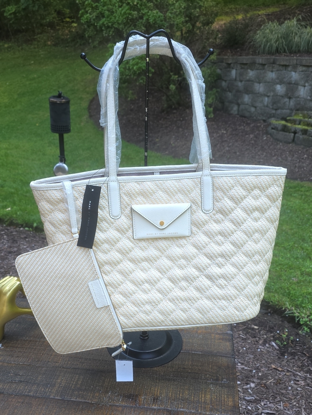 Marc By Marc Jacobs Cream Quilted Tote with Removable Pouch